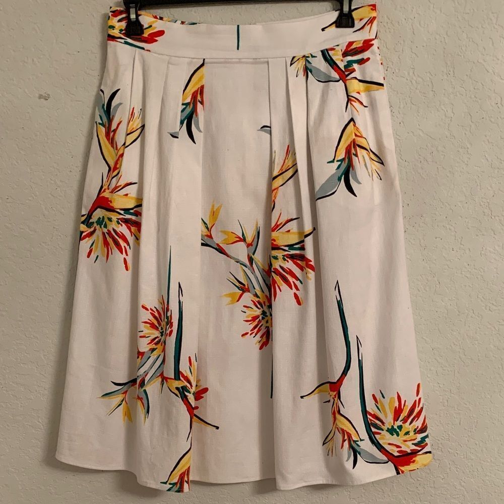 Eva Mendez New York Company Floral Print A-Line Cotton Blend Skirt Size 10